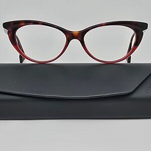 State Optical Co Monroe Tortoise Raspberry Cat Eye Eyeglasses Frame w/ Case USA